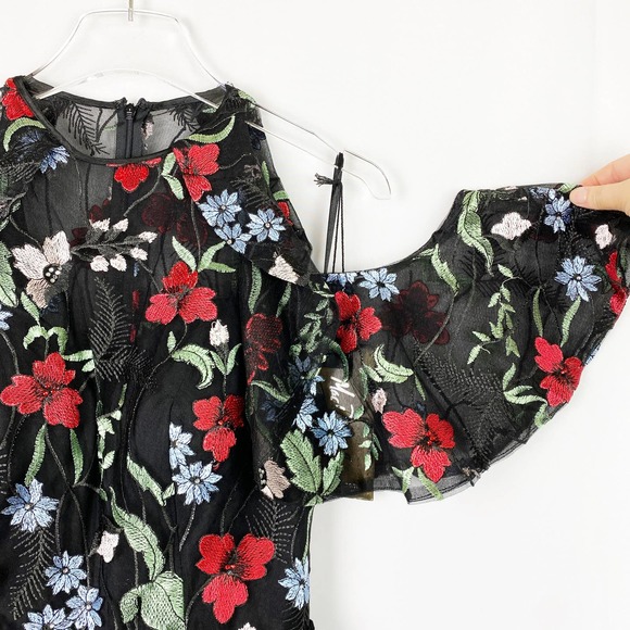 Mac Duggal Floral Cold Shoulder Fit-&-Flare Dress - Picture 6 of 11